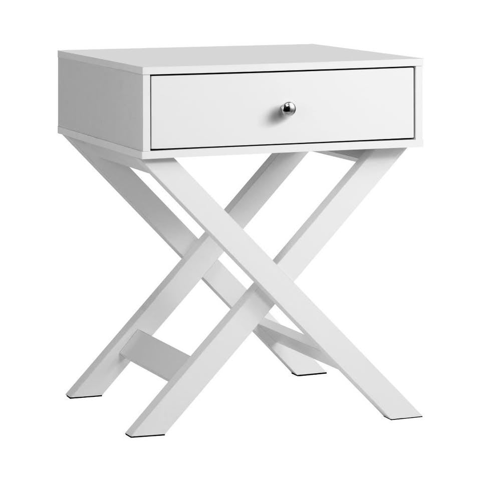BT-SARA-WH Bedside Table Drawer Nightstand Side Table Storage Cabinet Bedroom