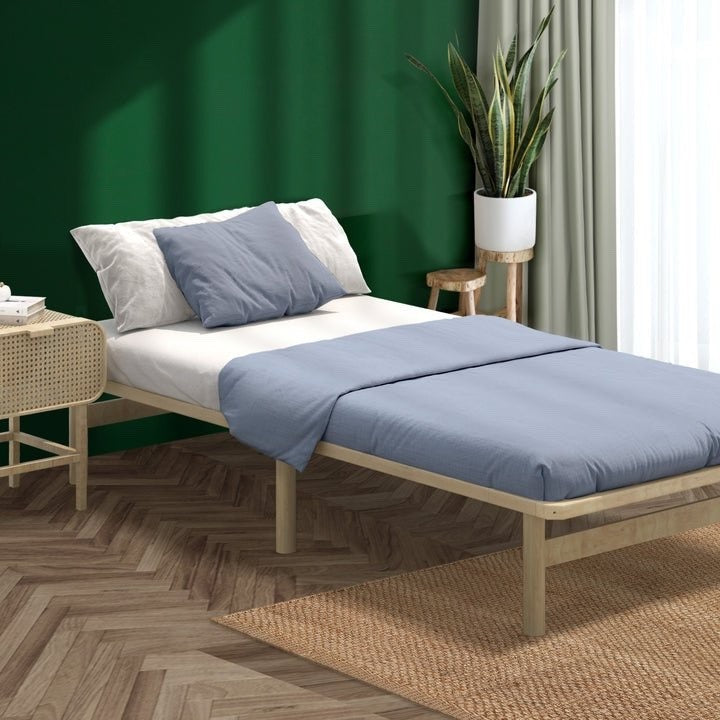 BF-W-A55-PFM-KS-WD Oikiture Bed Frame King Single Wooden Timber Adult Kids Mattress Base Platform