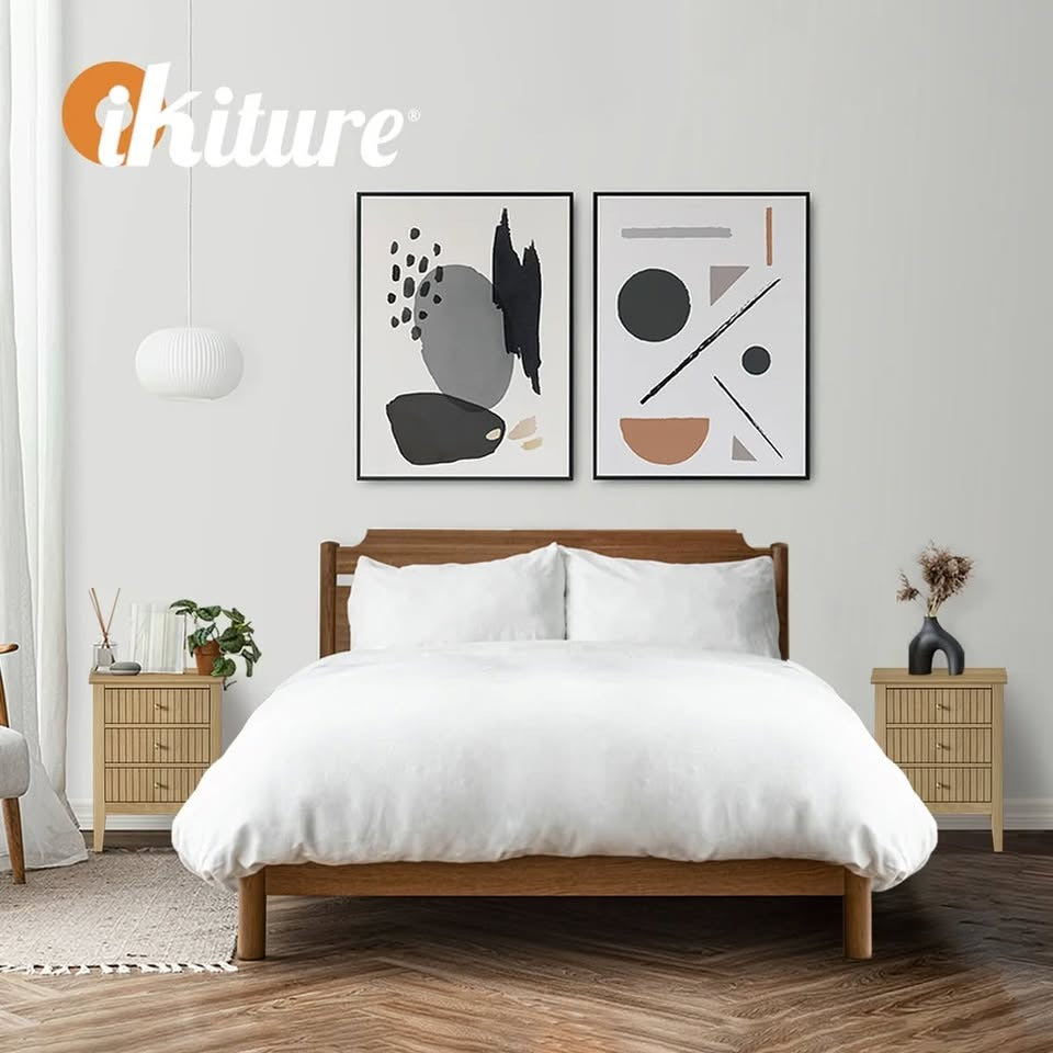 BT-PRIN-3D-WD Oikiture Bedside Table 3 Drawers Side End Storage Furniture Nightstand Natural