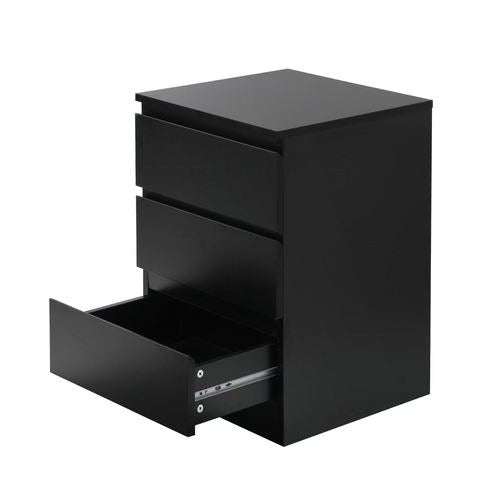 BT-VJ-LIZ-3D-BK Oikiture Bedside Table 3 Drawers Storage Cabinet Black