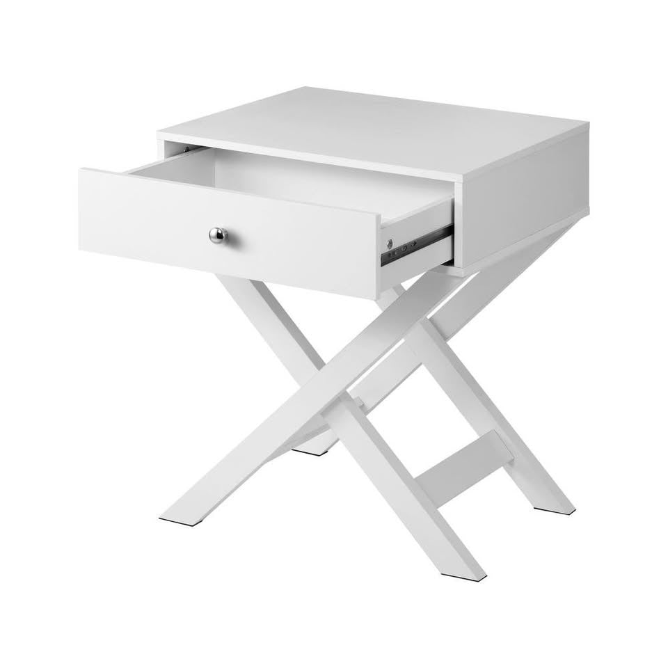 BT-SARA-WH Bedside Table Drawer Nightstand Side Table Storage Cabinet Bedroom