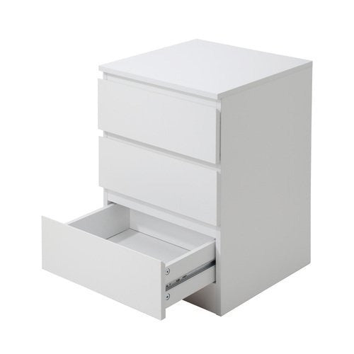 BT-VJ-LIZ-3D-WH Oikiture White Bedside Table 3 Drawers Storage Cabinet