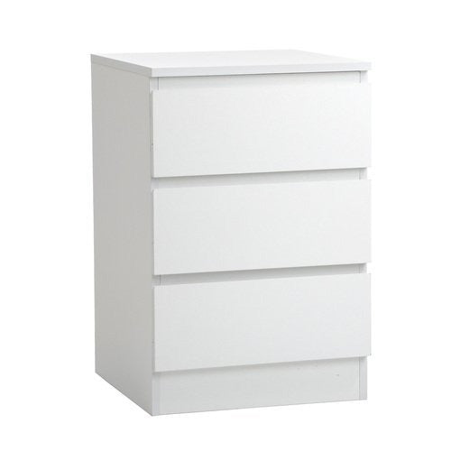 BT-VJ-LIZ-3D-WH Oikiture White Bedside Table 3 Drawers Storage Cabinet