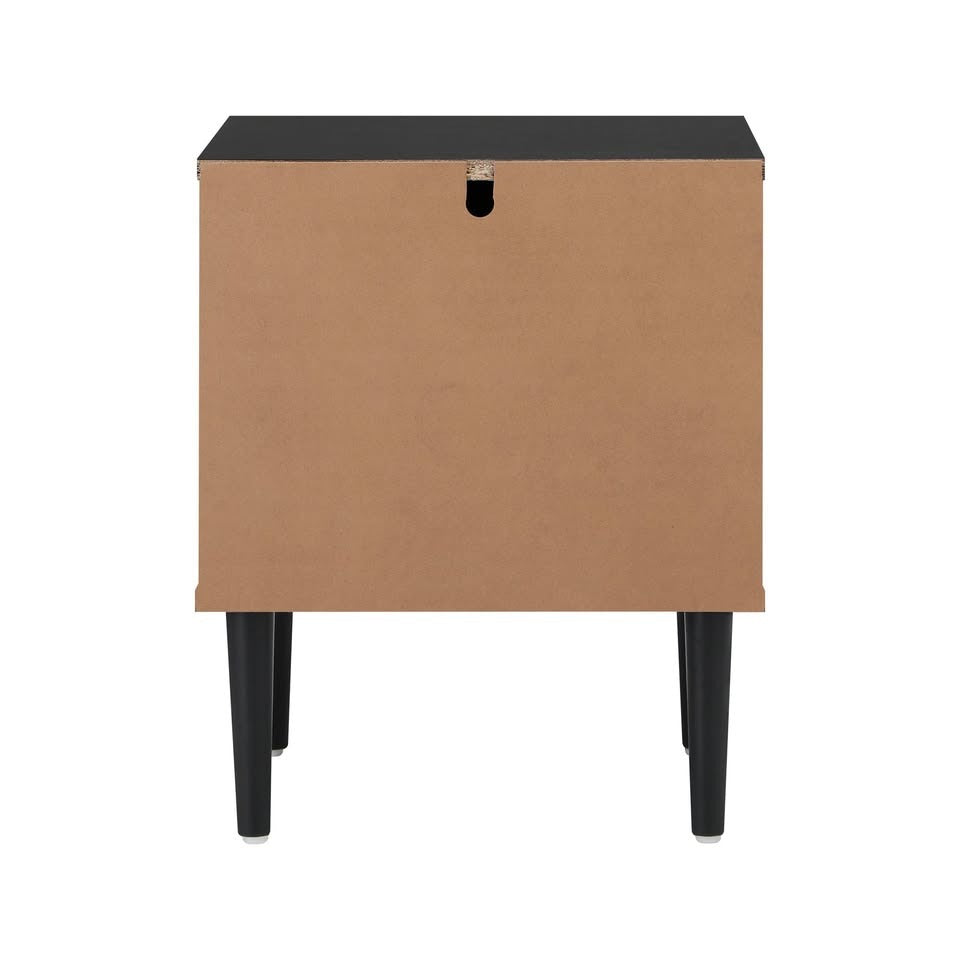 BT-PUTI-BK Ylona 2 Drawer Ribbed Bedside Table Black Color