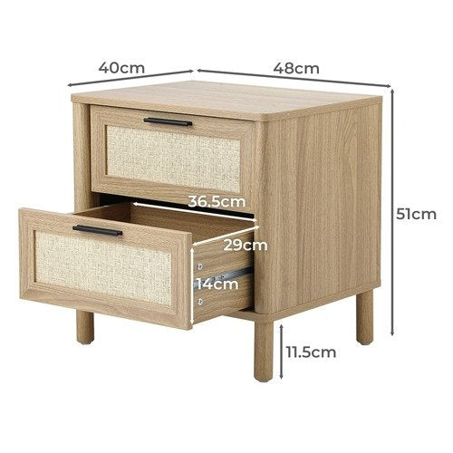 BT-YAMA-2D-WD Elida Rattan Bedside Table