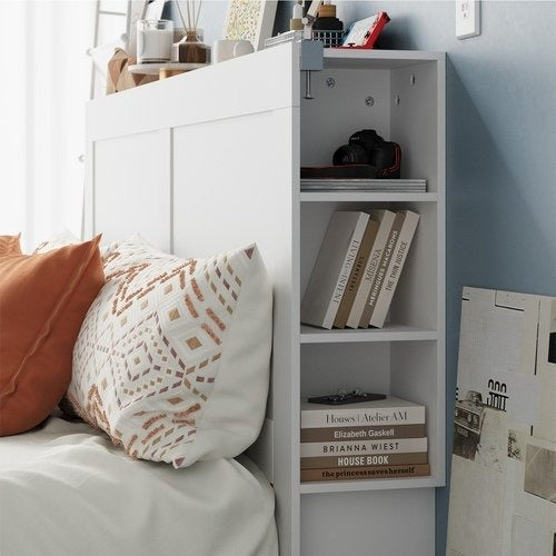 HB-JANE-K-WH-AB Oikiture Bed Head with Shelves King Size White