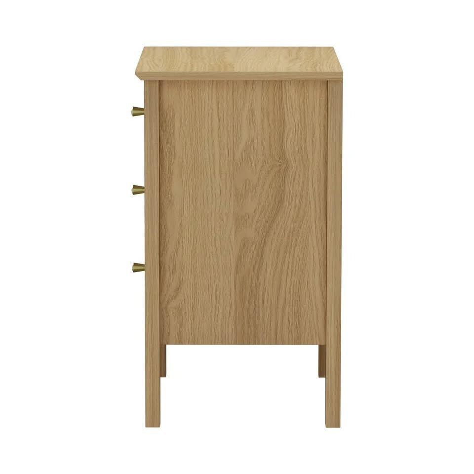 BT-PRIN-3D-WD Oikiture Bedside Table 3 Drawers Side End Storage Furniture Nightstand Natural