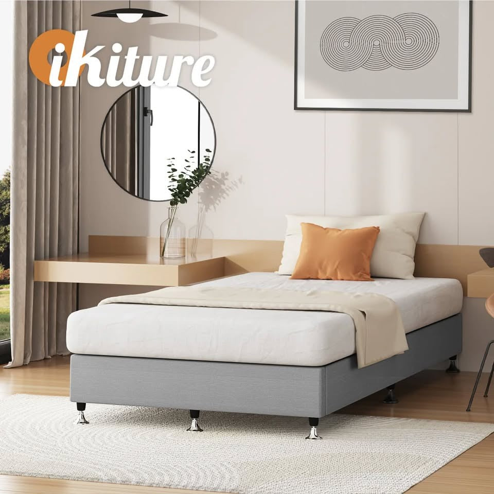 BF-B-ZICO-KS-GY-AB Oikiture Bed Frame King Single Bed Base Platform Grey