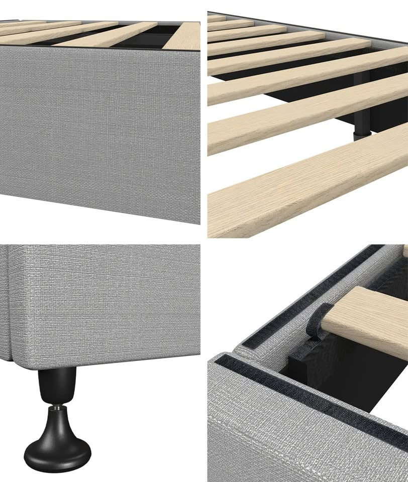 BF-B-ZICO-KS-GY-AB Oikiture Bed Frame King Single Bed Base Platform Grey