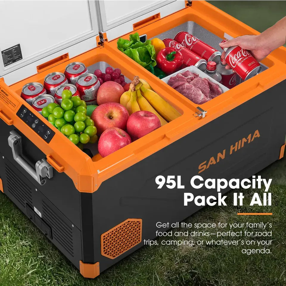 SH-FRIDGE-95L San Hima 95L Portable Camping Fridge Freezer Dual Zone Caravan Car Cooler 4WD