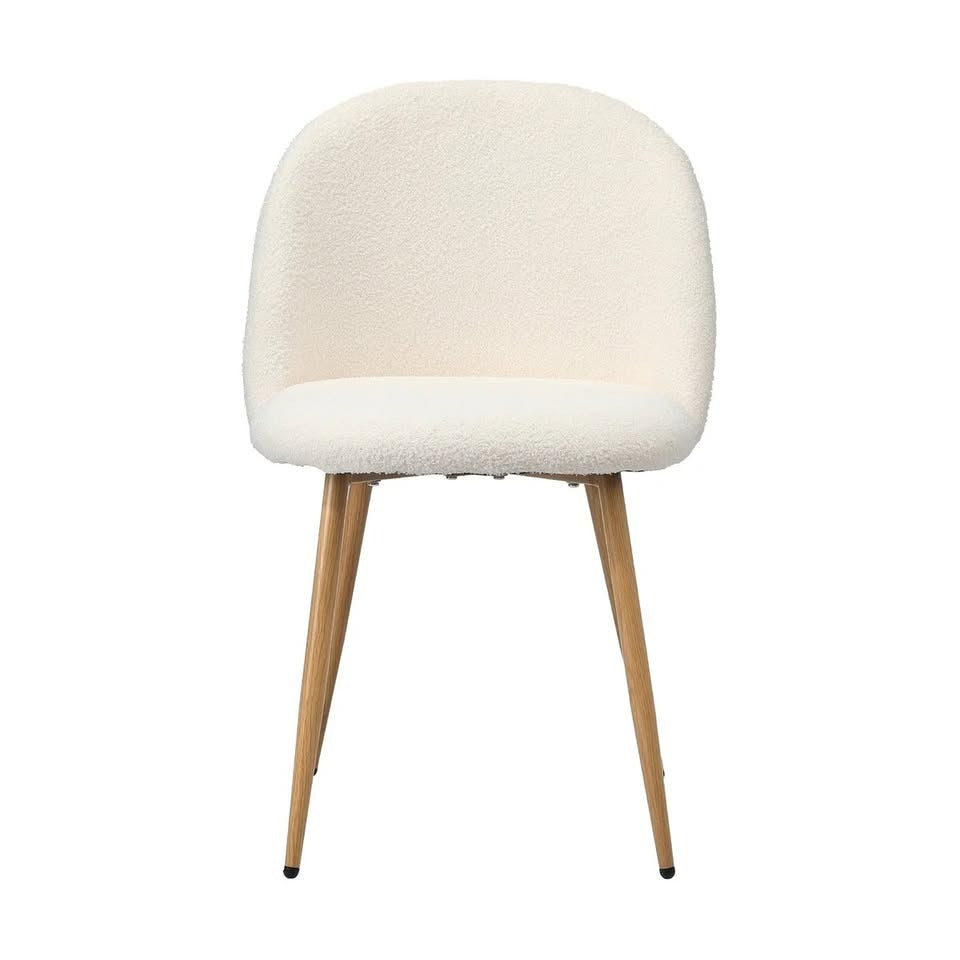 DCH-AHB9-WHWD-2PC Oikiture Dining Chairs Accent Chair Armchair Upholstered Sherpa Wooden White