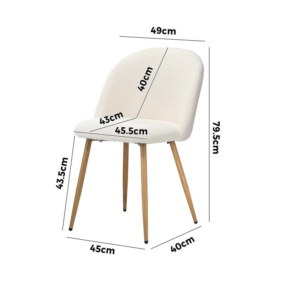 DCH-AHB9-WHWD-2PC Oikiture Dining Chairs Accent Chair Armchair Upholstered Sherpa Wooden White