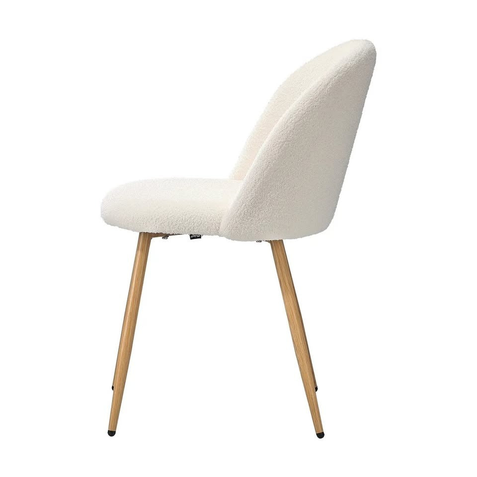 DCH-AHB9-WHWD-2PC Oikiture Dining Chairs Accent Chair Armchair Upholstered Sherpa Wooden White