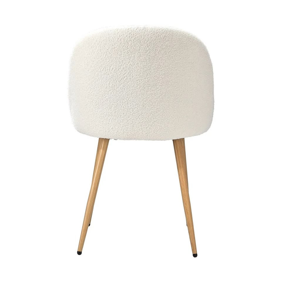 DCH-AHB9-WHWD-2PC Oikiture Dining Chairs Accent Chair Armchair Upholstered Sherpa Wooden White