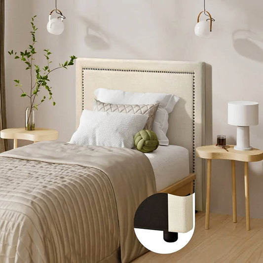 HB-ELLE-S-BG Oikiture Single Bed Headboard Bedhead Bedroom Furniture - Beige