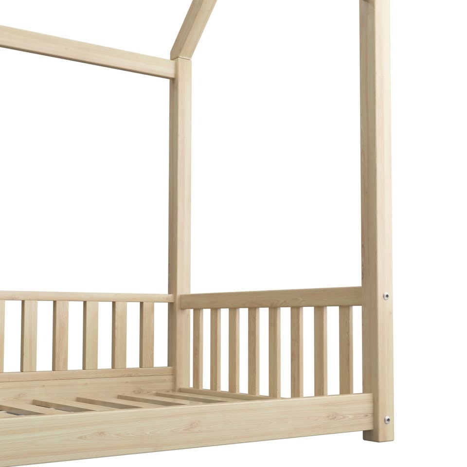 BF-W-A2-KS-WD-AB Luther Kids' House Wood Color Bed Frame King Single Size