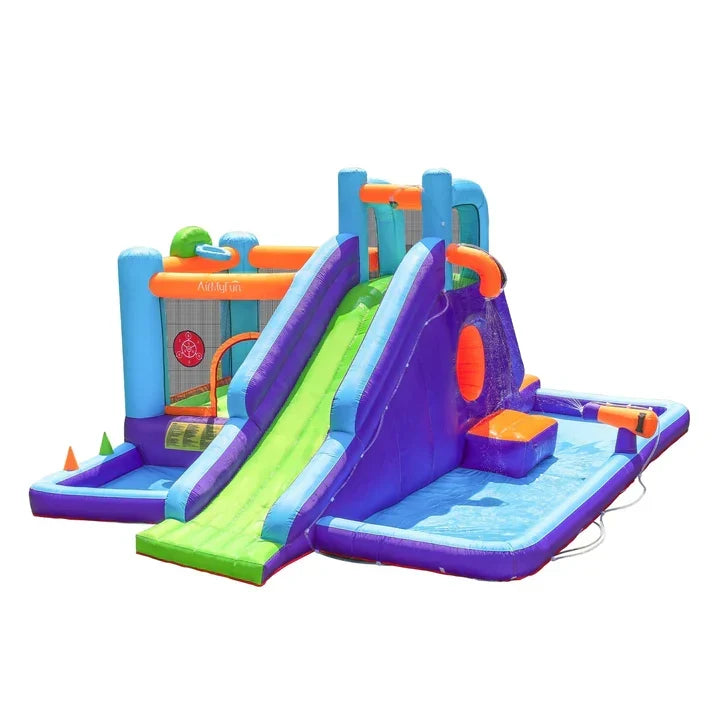 ITOY-MGPK-11+ITOY-BLOW-75-GN AirMyFun Inflatable WaterSlide Trampoline Castle Bounce House Splash Jumping Toy