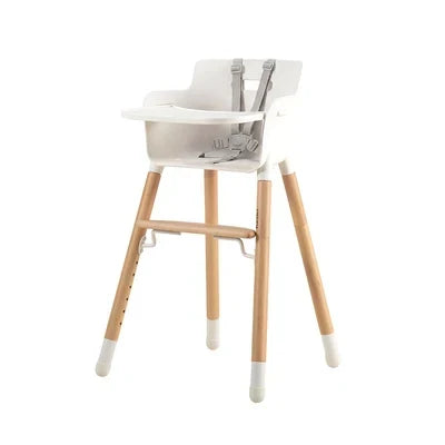 KID-HC1002-WH PlayPals Baby High Chair Beech Wood 2 Height Modes Adjustable Footrest