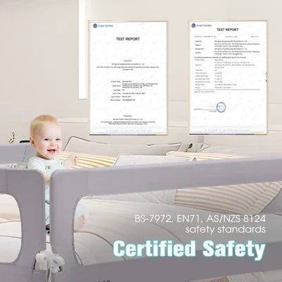 KID1003-S-150 Playpals Baby Bed Rail 150x85CM Adjustable Folding Kids Safety Toddler Protect