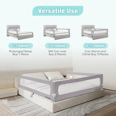 KID1003-S-150 Playpals Baby Bed Rail 150x85CM Adjustable Folding Kids Safety Toddler Protect