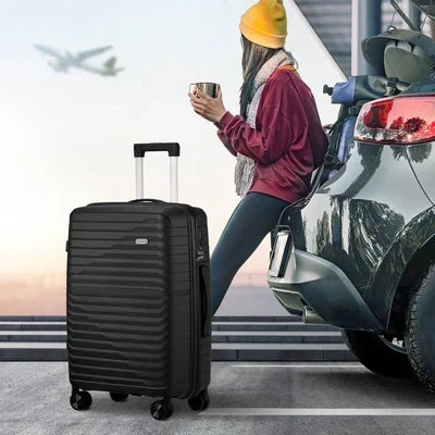 LGS-SAM-3PC-BK Mazam 3PCS Luggage Suitcase Trolley Set Travel TSA Lock Storage Black PP Case