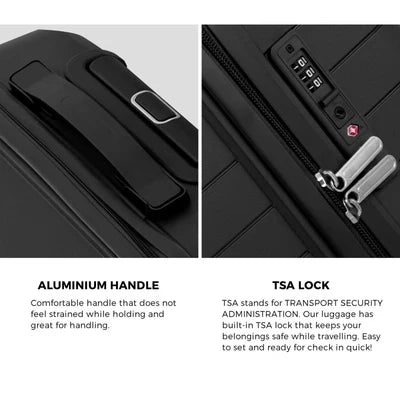 LGS-SAM-3PC-BK Mazam 3PCS Luggage Suitcase Trolley Set Travel TSA Lock Storage Black PP Case