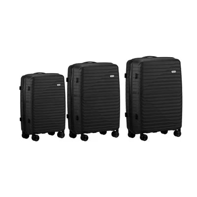 LGS-SAM-3PC-BK Mazam 3PCS Luggage Suitcase Trolley Set Travel TSA Lock Storage Black PP Case