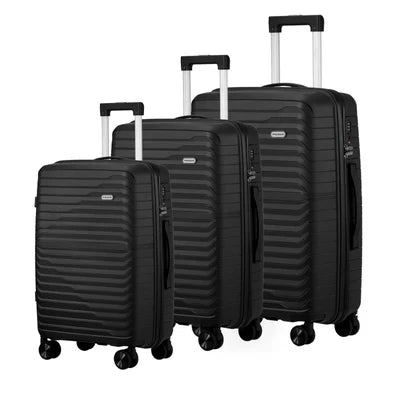 LGS-SAM-3PC-BK Mazam 3PCS Luggage Suitcase Trolley Set Travel TSA Lock Storage Black PP Case