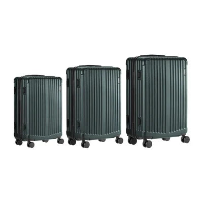 LGS-STRIPE-3PC-GN Mazam 3PCS Luggage Suitcase Trolley Set Travel TSA Lock Storage ABS Case Green