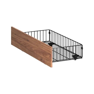 MBF-E-2DRAW-XL-BK Oikiture 2x Bed Frame Storage Drawers with Wheels Metal Brown
