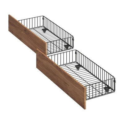 MBF-E-2DRAW-XL-BK Oikiture 2x Bed Frame Storage Drawers with Wheels Metal Brown