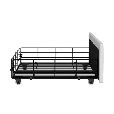 MBF-2DRAW-XL-WH Oikiture Bed Frame Trundle Storage Metal Drawers Set of 2 White