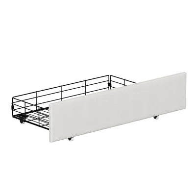 MBF-2DRAW-XL-WH Oikiture Bed Frame Trundle Storage Metal Drawers Set of 2 White