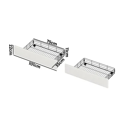 MBF-2DRAW-XL-WH Oikiture Bed Frame Trundle Storage Metal Drawers Set of 2 White