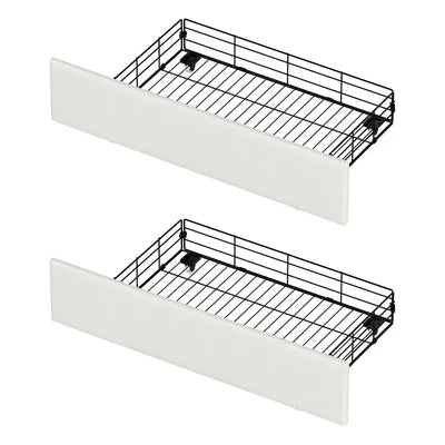 MBF-2DRAW-XL-WH Oikiture Bed Frame Trundle Storage Metal Drawers Set of 2 White