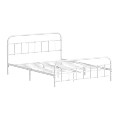 MBF-E-CAS-D-WH Oikiture Bed Frame Metal Bed Base Double Size Bed Platform White