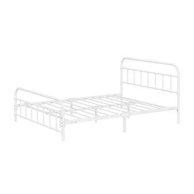 MBF-E-CAS-D-WH Oikiture Bed Frame Metal Bed Base Double Size Bed Platform White