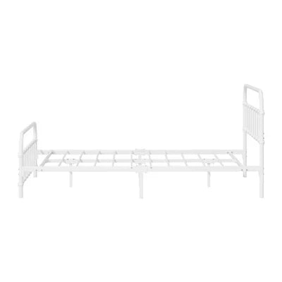 MBF-E-CAS-D-WH Oikiture Bed Frame Metal Bed Base Double Size Bed Platform White