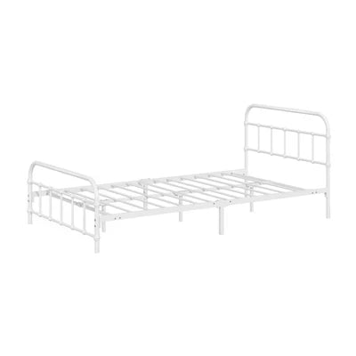 MBF-E-CAS-KS-WH Oikiture Bed Frame Metal Bed Base King Single Size Bed Platform White