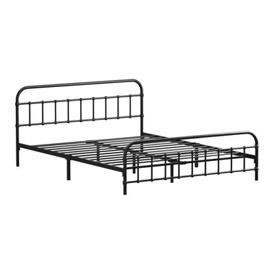 MBF-E-CAS-Q-BK Oikiture Metal Bed Frame Queen Size Bed Base Platform