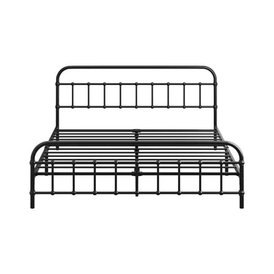 MBF-E-CAS-Q-BK Oikiture Metal Bed Frame Queen Size Bed Base Platform