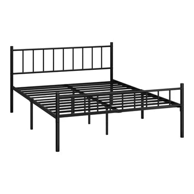 MBF-B-COMA-Q-BK Oikiture Bed Frame Queen Size Metal Base Platform Foundation Black