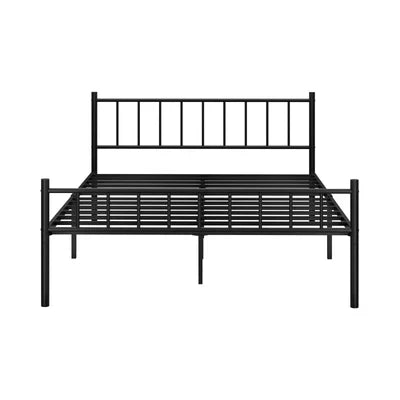 MBF-B-COMA-Q-BK Oikiture Bed Frame Queen Size Metal Base Platform Foundation Black