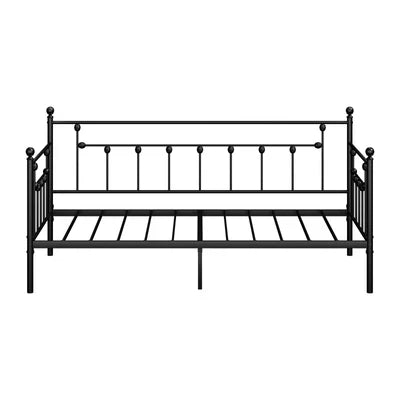MBF-DB-WHIZZ-BK Oikiture Metal Daybed Frame Single Size Steel Slat Support Sofa Bed Black
