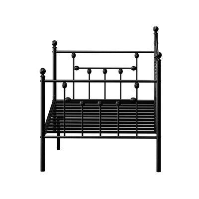 MBF-DB-WHIZZ-BK Oikiture Metal Daybed Frame Single Size Steel Slat Support Sofa Bed Black