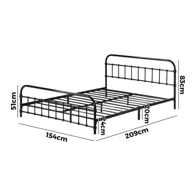 MBF-E-CAS-Q-BK Oikiture Metal Bed Frame Queen Size Bed Base Platform