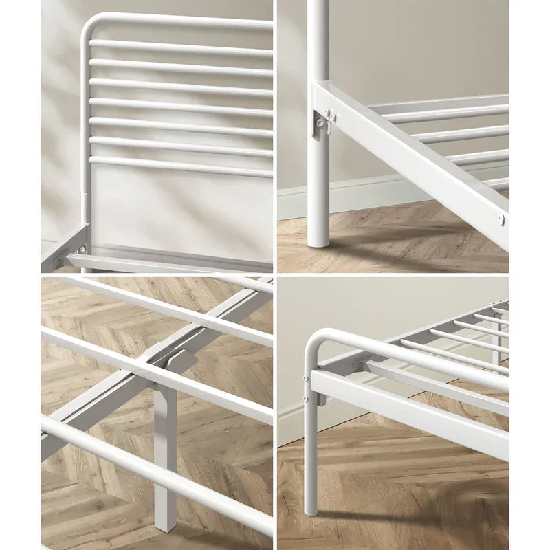 MBF-MOYA-D-WH Oikiture Metal Bed Frame Double Size Bed Base Beds Platform White