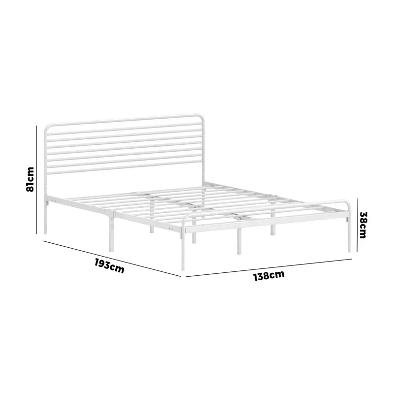MBF-MOYA-D-WH Oikiture Metal Bed Frame Double Size Bed Base Beds Platform White