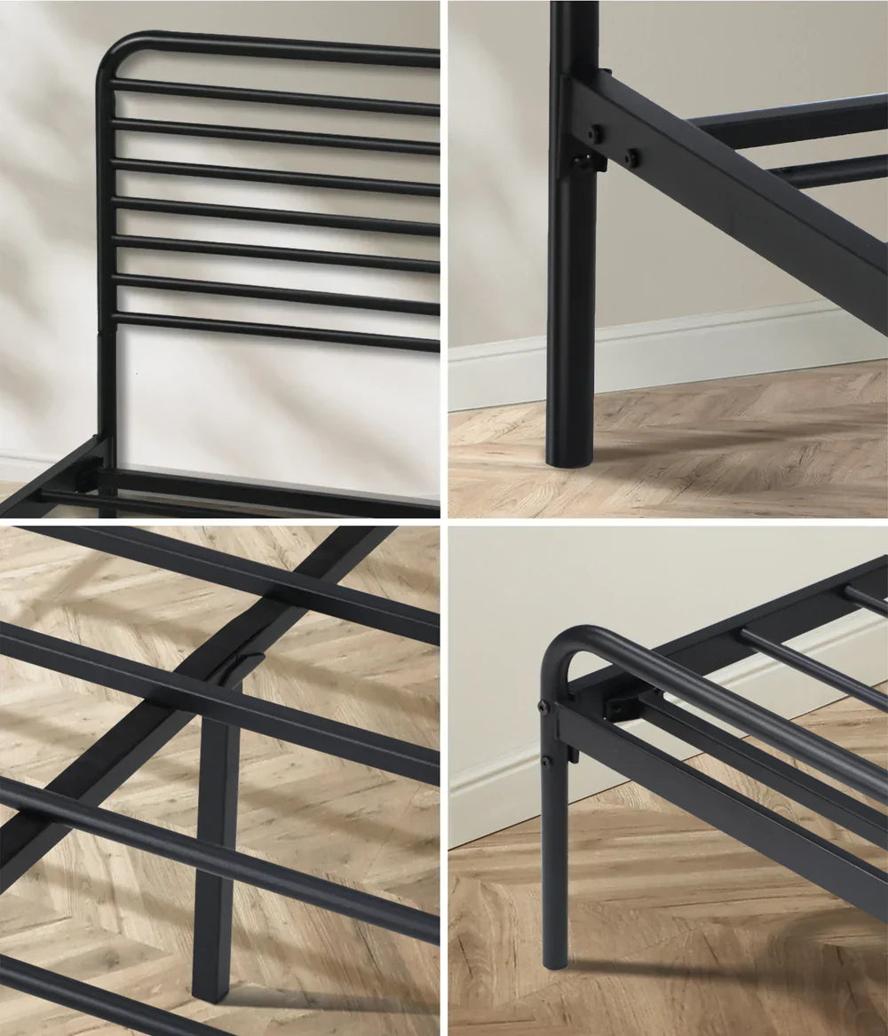 MBF-MOYA-Q-BK Oikiture Metal Bed Frame Queen Size Bed Base Platform