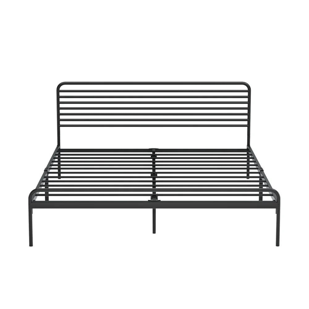 MBF-MOYA-Q-BK Oikiture Metal Bed Frame Queen Size Bed Base Platform